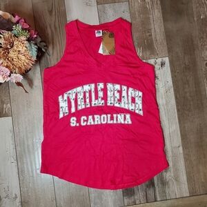 NWT Exist USA Daybreak Women's Pink Myrtle Beach S. Carolina Tank Top Small